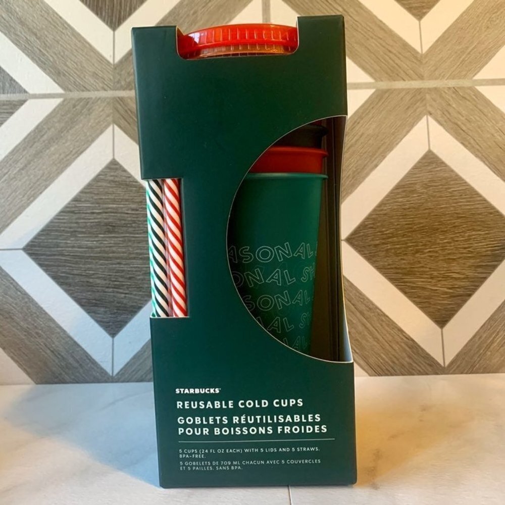 starbucks christmas cold cups set of 5 tumblers
